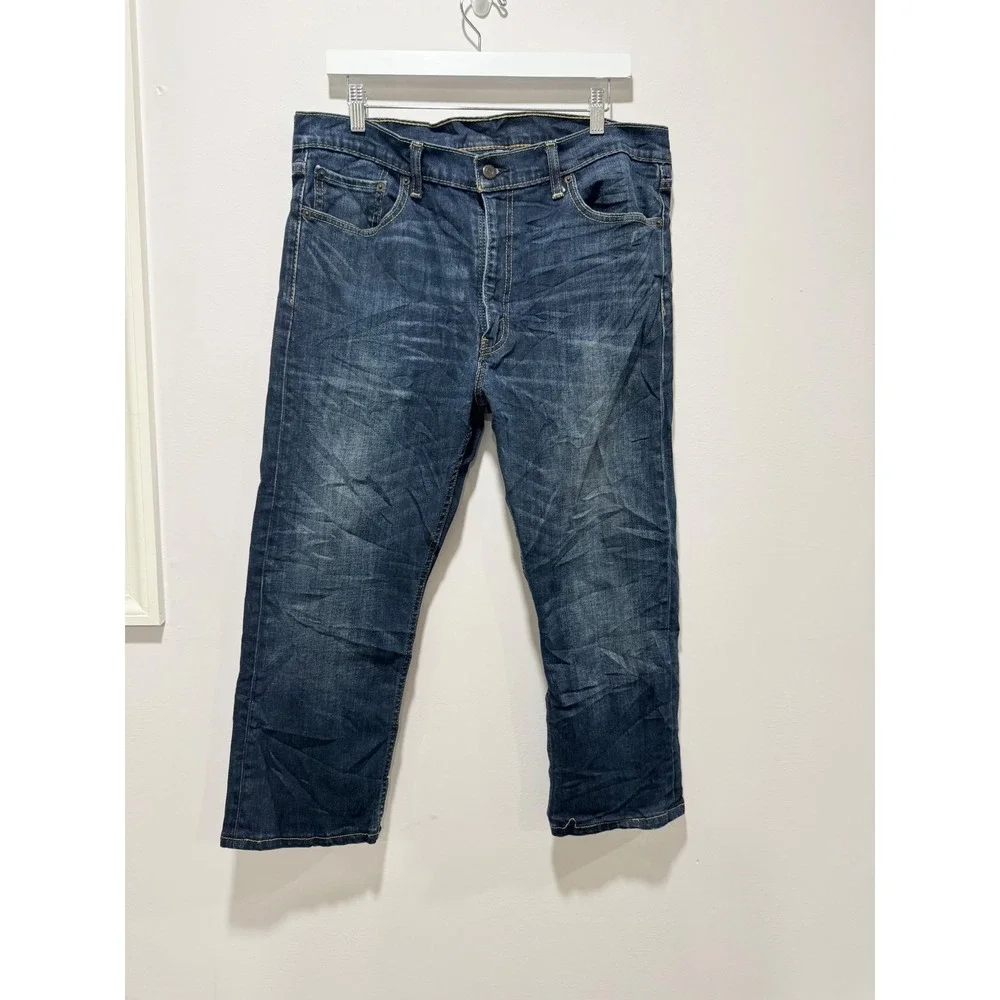 Levis 513 Slim Straight Dark Wash Blue Denim Jeans Mens 36x30